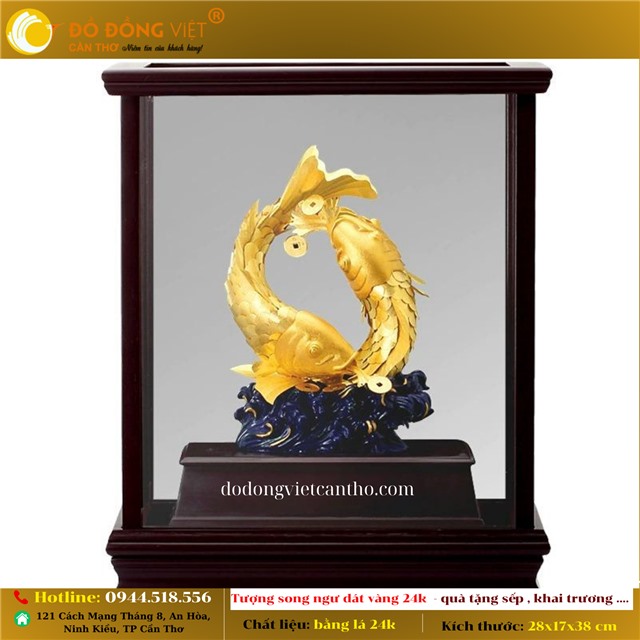 Tượng Song Ngư vàng 24K