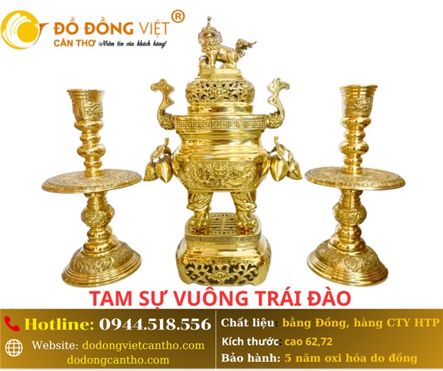 BỘ TAM SỰ VUÔNG TRÁI ĐÀO – VẺ ĐẸP ĐỘC ĐÁO, BIỂU TƯỢNG TRƯỜNG THỌ VÀ VIÊN MÃN