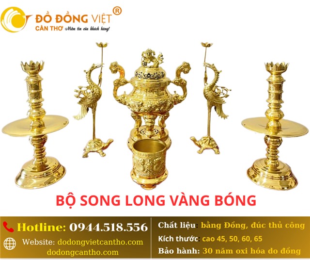 NGŨ SỰ SONG LONG VÀNG BÓNG – BIỂU TƯỢNG PHÚ QUÝ, UY NGHI CHO BÀN THỜ GIA TIÊN