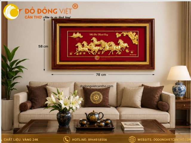 Tranh Mã Đáo Thành Công Dát Vàng 24K – Biểu Tượng Thành Công, May Mắn Và Thăng Tiến