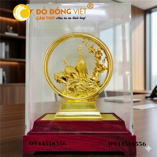 TƯỢNG ĐÔI CHIM CÔNG VÀNG 24K – VẬT PHẨM PHONG THỦY THU HÚT TÀI LỘC, HẠNH PHÚC