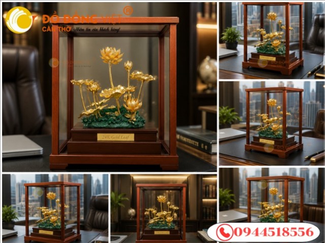 Chậu Hoa Sen Mạ Vàng 24K Để Bàn Làm Việc – Điểm Nhấn Sang Trọng Cho Không Gian Thành Công