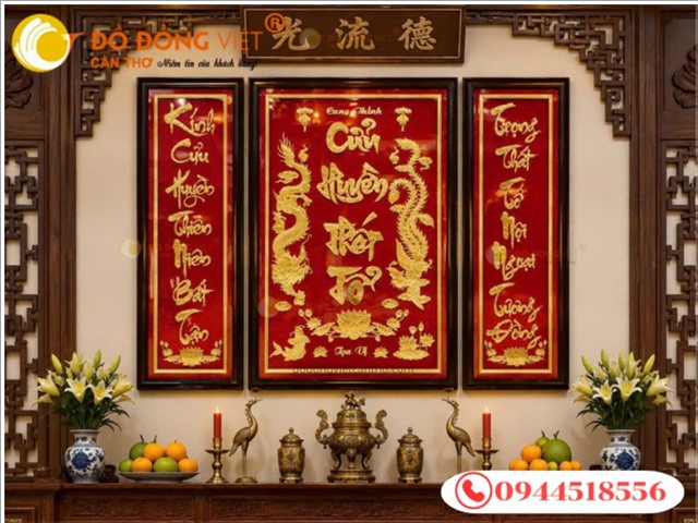 Tranh Cửu Huyền Thất Tổ Khánh Vàng Cao Cấp – Vật Phẩm Thờ Cúng Tâm Linh Trang Nghiêm