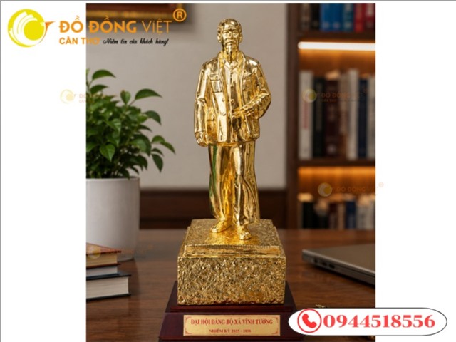 Tượng Bác Hồ Mạ Vàng 24K Cao Cấp – Quà Tặng Đại Hội Đảng, Cơ Quan, Doanh Nghiệp Sang Trọng