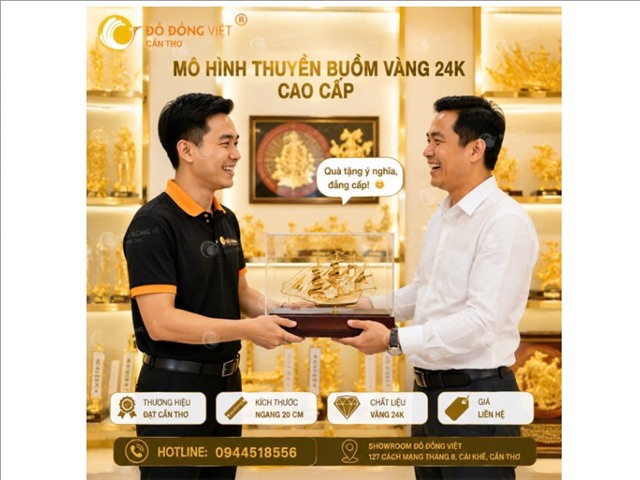 Mô Hình Thuyền Buồm Vàng 24K Cao Cấp – Biểu Tượng Thành Công, Thuận Buồm Xuôi Gió