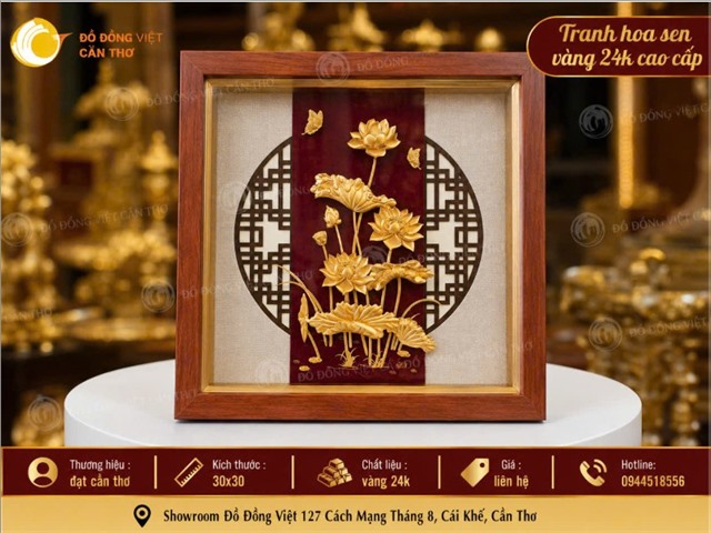 Tranh Hoa Sen Vàng 24K Cao Cấp – Quà Tặng Phong Thủy Sang Trọng Và Ý Nghĩa