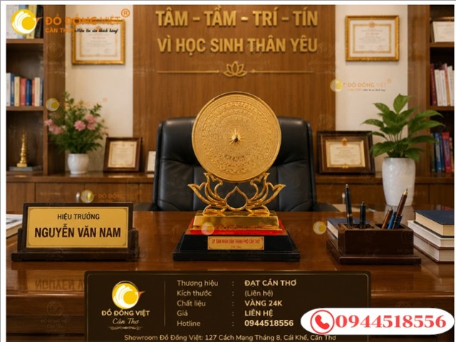 Mặt Trống Đồng Hoa Sen Mạ Vàng 24K – Quà Tặng Cao Cấp Mang Đậm Giá Trị Văn Hóa Việt