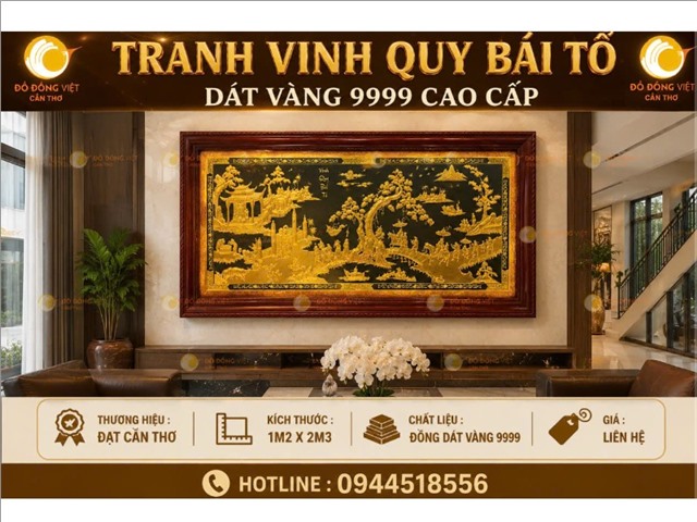 Tranh Vinh Quy Bái Tổ Dát Vàng 9999 Cao Cấp – Quà Tặng Tân Gia, Mừng Thành Đạt Ý Nghĩa