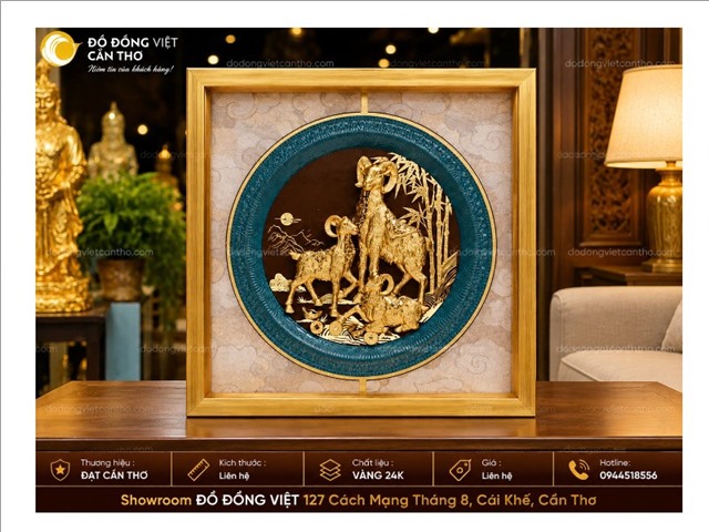 Tranh Linh Dương Phú Quý Để Bàn Cao Cấp | Đồ Đồng Việt