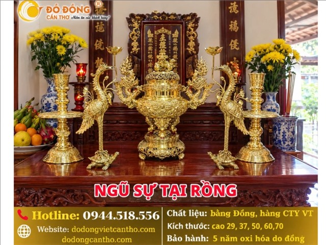 Ngũ Sự Tai Rồng Bằng Đồng – Đồ Thờ Gia Tiên Miền Tây