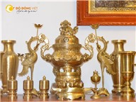 Bộ đỉnh đồng thờ cúng ngũ sự và phụ kiện đồ thờ đầy đủ