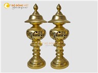 Đôi đèn đồng thờ cúng cắm điện chất liệu bằng đồng đỏ