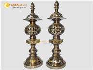 Đôi đèn thờ cúng cao cấp khảm ngũ sắc