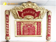 Bộ cuốn thư câu đối bằng đồng song long nền đỏ KT 1m76