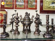 Đỉnh đồng khảm ngũ sắc, bộ đỉnh ngũ sự 5 chữ vàng KT 65 cm