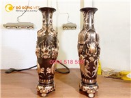 Đôi lộc bình thờ cúng đúc nổi thủ công họa tiết rồng chầu mặt nguyệt