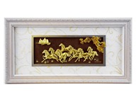 Tranh bát mã, tranh mã đáo thành công dát vàng 24k