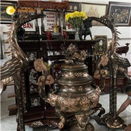 Đúc lư hương đỉnh đồng cỡ lớn cho nhà thờ họ