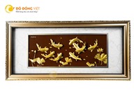 Tranh cửu ngư quần hội dát vàng 24k