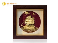Quà tặng tân gia ý nghĩa, tranh thuyền buồm dát vàng 24k