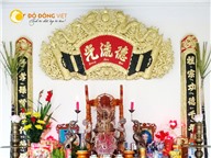 Cuốn thư câu đối Đức Lưu Quang bằng đồng vàng, báo giá cuốn thư câu đối