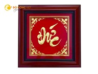 Quà tặng tranh chữ đồng, tranh chữ đức thư pháp mạ vàng