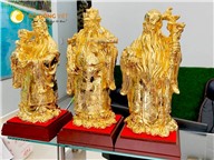 Tượng đồng phúc lộc thọ mạ vàng đẹp tinh xảo