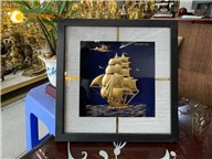 Tranh thuyền buồm bằng vàng lá 24k đẹp tinh xảo từng chi tiết