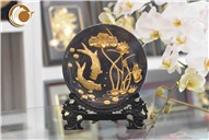 Đĩa vàng cá chép hoa sen- quà tặng cao cấp tại Cần Thơ