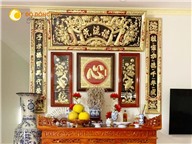 Hoành phi câu đối Đức Lưu Quang bằng đồng vàng nền đen