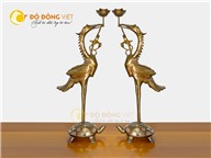 Đôi hạc bằng đồng đỏ khảm 