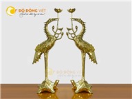 Đôi hạc thờ bằng đồng vàng bóng