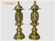 Báo giá đôi đèn điện thờ cúng bằng đồng thau đúc hai công nghệ tại Cần Thơ