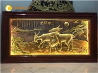 Tranh đồng đèn Led Tam dương khai thái đẹp tinh xảo