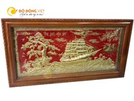 Tranh đồng thuận buồm xuôi gió nền đỏ mạ vàng đẹp tinh xảo