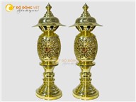 Giá bán đôi đèn thờ bằng đồng vàng cao 42cm
