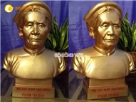 Đúc tượng bán thân cụ bà bằng đồng vàng tinh khiết