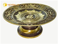 Mâm bồng bằng đồng đỏ hoa sen chữ Phúc