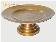Mâm bồng bằng đồng đỏ chạm bông sen