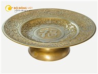 Giá bán mâm bồng bằng đồng chạm hoa văn tinh xảo