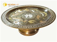 Đồ đồng thờ cúng, mâm bồng bằng đồng đỏ khảm ngũ sắc