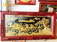 Tranh mã đáo thành công mạ vàng nền đen