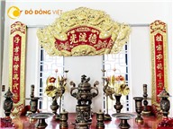 Hoành phi câu đối bằng đồng, cuốn thư câu đối nền đỏ giá rẻ chất lượng