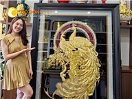 Tranh chim công mạ vàng đẹp tinh xảo từng chi tiết làm quà tặng cao cấp
