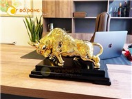 Tượng bò tài chính phong thủy bằng đồng mạ vàng