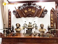 Bộ đỉnh đồng hoa sòi đồng Đại Bái KT 60 cm