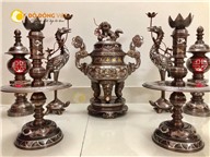 Đỉnh đồng thờ cúng khảm ngũ sắc 5 chữ vàng cao cấp tại tỉnh Vĩnh Long