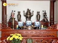 Bộ đỉnh đồng thờ cúng khảm ngũ sắc 50cm chất lượng tại Bạc Liêu