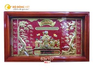 Tranh mừng thọ cụ bà kt 63x107 khung gỗ bằng đồng liền mê