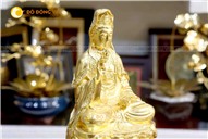 Tượng Quán Thế Âm Bồ Tát bằng đồng dát vàng đẹp tinh xảo
